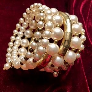 Pearl & Gold Bead Coil Bracelet